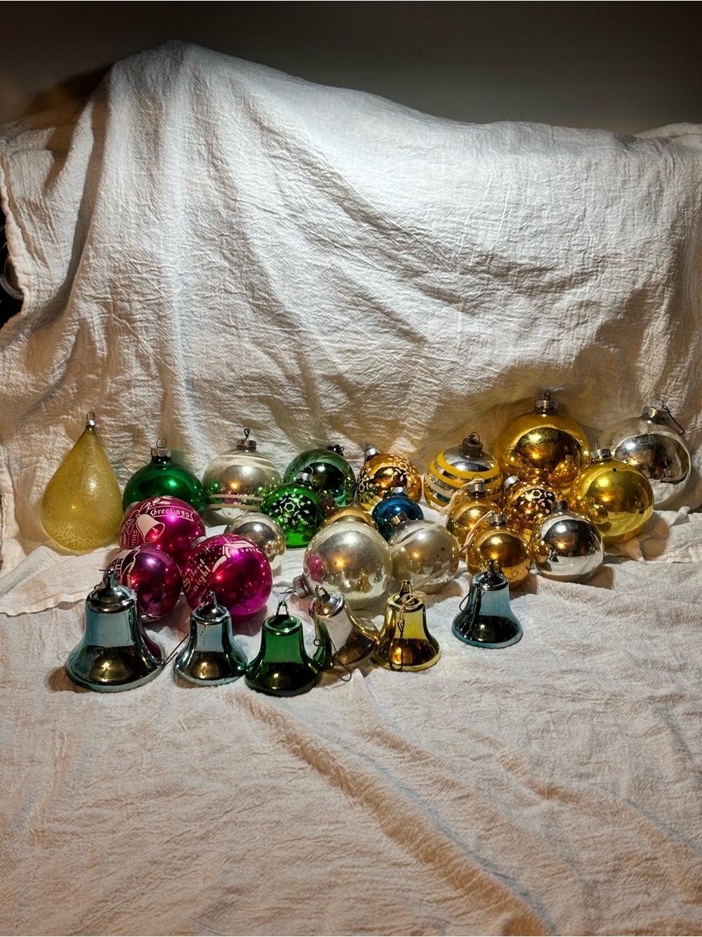 Assorted Vintage Glass Holiday Ornaments - Multi-Color Set